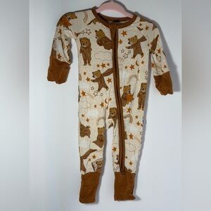 Little Sleepies Cream and Brown Bear Print Footie